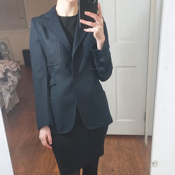 Prada Wool Dark Navy Fitted Blazer - Picture 1 of 9